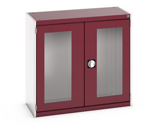 40013078.** cubio cupboard with window doors. WxDxH: 1050x525x1000mm. RAL 7035/5010 or selected